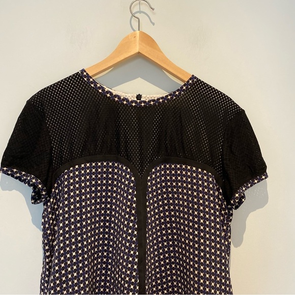 Jean Paul Gaultier silk dress with perforated detailing in black/blue colourway - Picture 3 of 9